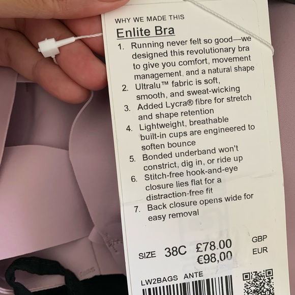 Lululemon Enlite bra 38C lavender/pink strappy - Picture 3 of 3